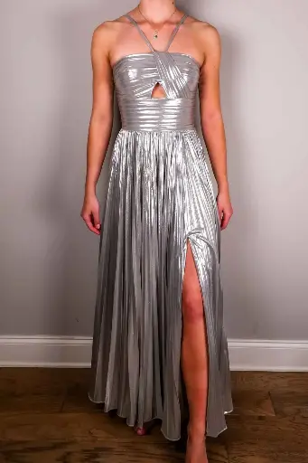 Floor-Length Gown with Pleated Split
